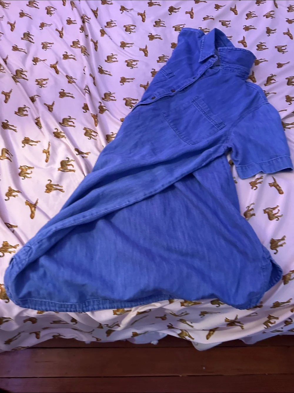 Old Navy Blue Denim Short-Sleeve Shirt Dress